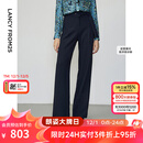 朗姿新款气质高腰显瘦通勤职业阔腿西装裤直筒春季新款长裤西裤女 暮色藏蓝色 M