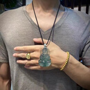 缅甸a货冰种翡翠观音吊坠正品男女款飘蓝花菩萨观音玉石挂件