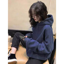 冠军闪电（CHIONPEAN）美国重磅卖萌新款连帽套头长袖卫衣女秋冬加绒加厚时尚休闲宽松上 藏青色 加绒款 L