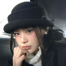 瑜品佳 赫本风复古黑色礼帽贝雷帽女2026秋冬气质法式显脸小卷边圆顶 黑色帽围（54-56cm）