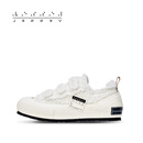 XVESSEL秋冬新款毛绒保暖魔术贴毛茸茸三色卷毛童鞋儿童帆布鞋 米白 F24X63M 36