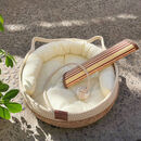 最新猫窝藤编趣味一体编织猫玩具球耐磨垫子四季通用编织猫狗窝厂 【跨境爆款草+线窝】+舒适白色棉垫+靠枕+凉席 S—小型（直径35cm高度13cm适合4斤内猫咪