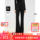 朗姿设计感气质微喇高腰西裤2025年春季新款职业通勤黑色西装裤女 黑色2 S
