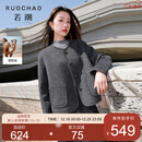 三彩【骆驼绒】大码女装2025冬季新款短款双面呢大衣外套胖MM