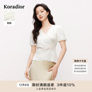 珂莱蒂尔2025年夏季新款醋酸面料褶皱设计感短袖雪纺衬衫女优雅上衣 本白 L