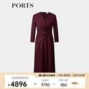 PORTS宝姿女装2025早春新款收腰连衣裙 LQ8D158SWF125 酱果紫 M