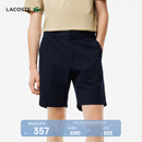 LACOSTE法国鳄鱼男装松紧裤腰亚麻混纺斜纹面料简约通勤短裤|GH7989 166/藏青色 M 4