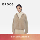 ERDOS【刘雯同款】25秋冬短款连帽拉贡皮毛一体两穿女皮衣外套 大地驼 M 165/84A