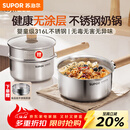 苏泊尔（SUPOR）奶锅316L不锈钢宝宝辅食锅泡面热牛奶小奶锅汤锅电磁炉燃气通用 【推荐】316L不锈钢奶锅- 18cm