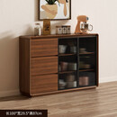 溥畔收纳柜储物柜餐柜靠墙一体现代简约客厅茶水柜窄型收纳柜厨房 胡桃色款100*29.5*87cm-自己安装