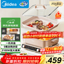 美的（Midea）电火锅鸳鸯锅火锅专用锅多功能锅料理烤肉锅分体式多功能一体电锅0氟钛陶电煮锅HGS352866S