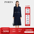 PORTS宝姿女装2025年秋冬新款印花领巾拼接二合一连衣裙ALQ9D045LWP096 丈青混色 L （8）