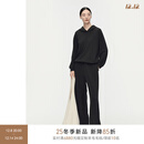 噢姆（AUM）【轻松套装】AUM噢姆2025年冬季新款羊绒混纺针织呢卫衣阔腿裤女 深灰上装 M