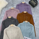 精致百搭 手工钩花开衫半高领珠片 韩系轻熟风 上衣针织秋冬 粉色 L 【建议120-145斤】