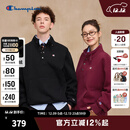 Champion冠军加绒卫衣男女2025秋冬新款立领潮牌保暖休闲按扣半高领上衣 黑色 L