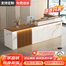 然霆公司前台接待台咨询柜台桌简约美容店服装店吧台收银台 白理石+金丝柚木【左拐角】 420x60x100cm