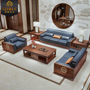 栖衡（XIIBLC）新中式沙发茶几组合乌金木全实木老板总裁室董事长办公室办公家具 单人+单人+三人+茶几+角几 【乌金木】