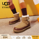 UGG秋季新款女士舒适时尚保暖平底拼接休闲束带短筒雪地靴1174575 CHE | 栗色 38