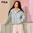 FILA 斐乐杨幂同款女士棉服2026春新款时尚休闲宽松保暖花苞连帽外套 海沁绿-GN M 165/84A/M