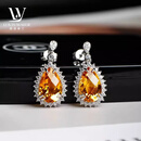 LOUIS WATER巴西天然黄水晶耳钉女925纯银轻奢高级感气质耳环生日礼物送女友 黄水晶耳钉3克拉【一物一证】