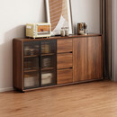 溥畔收纳柜储物柜餐柜靠墙一体现代简约客厅茶水柜窄型收纳柜厨房 胡桃色款180*29.5*87cm-自己安装