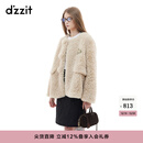 DZZIT地素短外套冬季环保皮草斯拉夫美学千金风上衣女 米白色 常规 S