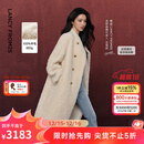 朗姿【王楚然同款 羊毛卷】羊毛设计感仿皮草大衣2025年冬季新款 米白色 S