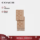 蔻驰（COACH）【品牌直供】男女同款经典LOGO印花C纹流苏绵羊毛围巾驼色CU807