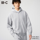 优衣库合作款/男装女装宽松连帽拉链运动开衫/长袖外套卫衣485735 03 灰色 L