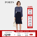 PORTS宝姿女装2024秋冬新款连衣裙ALD9D012JLWP096 丈青混色 S (4)