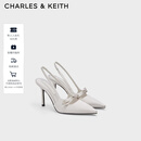 CHARLES&KEITH缎面蝴蝶结尖头高跟凉鞋女生日礼物圣诞礼物送女友CK1-60361556 Light Grey浅灰色 37