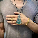 冰种翡翠飘花玉观音吊坠正品高端a货缅甸老坑玻璃种度母菩萨玉坠