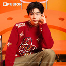 FILA马上起飞 | Dimitri联名编织衫FUSION斐乐章昊同款春新年款毛衣 石榴红-RD M 170/92A/M