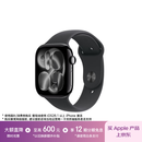 Apple/苹果 Watch S11 智能手表GPS款46毫米亮黑色铝金属表壳黑色运动型表带M/L MEVH4CH/B