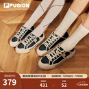 斐乐（FILA）FUSION斐乐潮牌WALLRIDE女鞋一脚蹬帆布鞋夏新款板鞋休闲鞋 黑/奶白-BG 38
