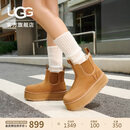 UGG秋季女士舒适厚底雪地靴烟囱时尚切尔西短靴 1134526CHE|栗色 36