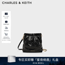 CHARLES&KEITH迷你菱格流浪包单肩斜挎双肩包包女包生日圣诞礼物CK2-60782390 【S号】Black黑色 S