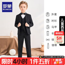 罗蒙儿童西装马甲套装男童英伦风主持人礼服花童男孩表演服 黑色 150
