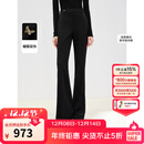 朗姿设计感气质微喇高腰西裤2025年春季新款职业通勤黑色西装裤女 黑色2 S