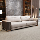 摩登王朝轻奢办公沙发茶几组合真皮沙发酒店商务接待会客现代办公室沙发 （头层真皮） 三人位