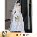 LISI简约婚纱花仙子抹胸礼服新款法式轻小拖尾质感新娘主纱小个子 白 S体重90斤左右