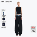 ANN ANDELMAN【王玉雯同款】官方直营 牛仔腰头拼接西裤直筒长裤 黑色 XS