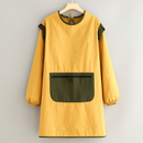 【时尚好物】时尚防水长袖罩衣新款围裙厨房家用餐饮专用p 长袖防泼水荷叶边黄 【均码】90-170都可以穿