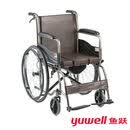 鱼跃（yuwell）H056C轮椅折叠轻便便携超轻铝合金免充气老年人轮椅车带手刹 H058B皮革面+坐便+可折叠