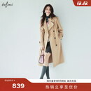 伊芙丽（eifini）蒋欣代言【明星同款】经典双门襟翻领长款风衣女秋英伦风通勤外套 暮秋驼 S 80-110斤