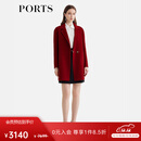 PORTS女装秋冬新款简约呢大衣 红色 XS