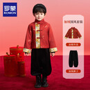 罗蒙儿童红色唐装冬款男女童中国风新中式拜年服套装演出服 红色 140