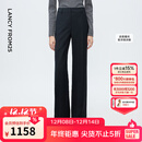 朗姿深灰色直筒裤腿羊毛西装裤女压褶通勤风西服裤2025年冬季新款 深灰色 L