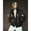 C'EST M｜进口YB绵羊皮_可拆卸毛领匈牙利白鹅绒皮夹克 法国进口YB高级黑 L  现货