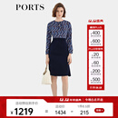 PORTS宝姿女装2024秋冬新款连衣裙ALD9D012JLWP096 丈青混色 S (4)